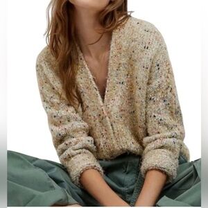 ANTHROPOLOGIE MAEVE TWINKLE CROP CARDIGAN TINSEL KNIT SWEATER Sz XS
